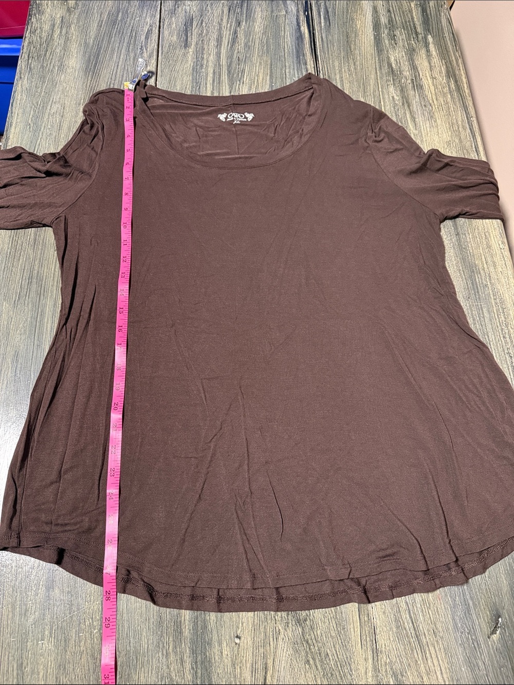 Cato Scoop Neck Long Sleeve Top in Brown